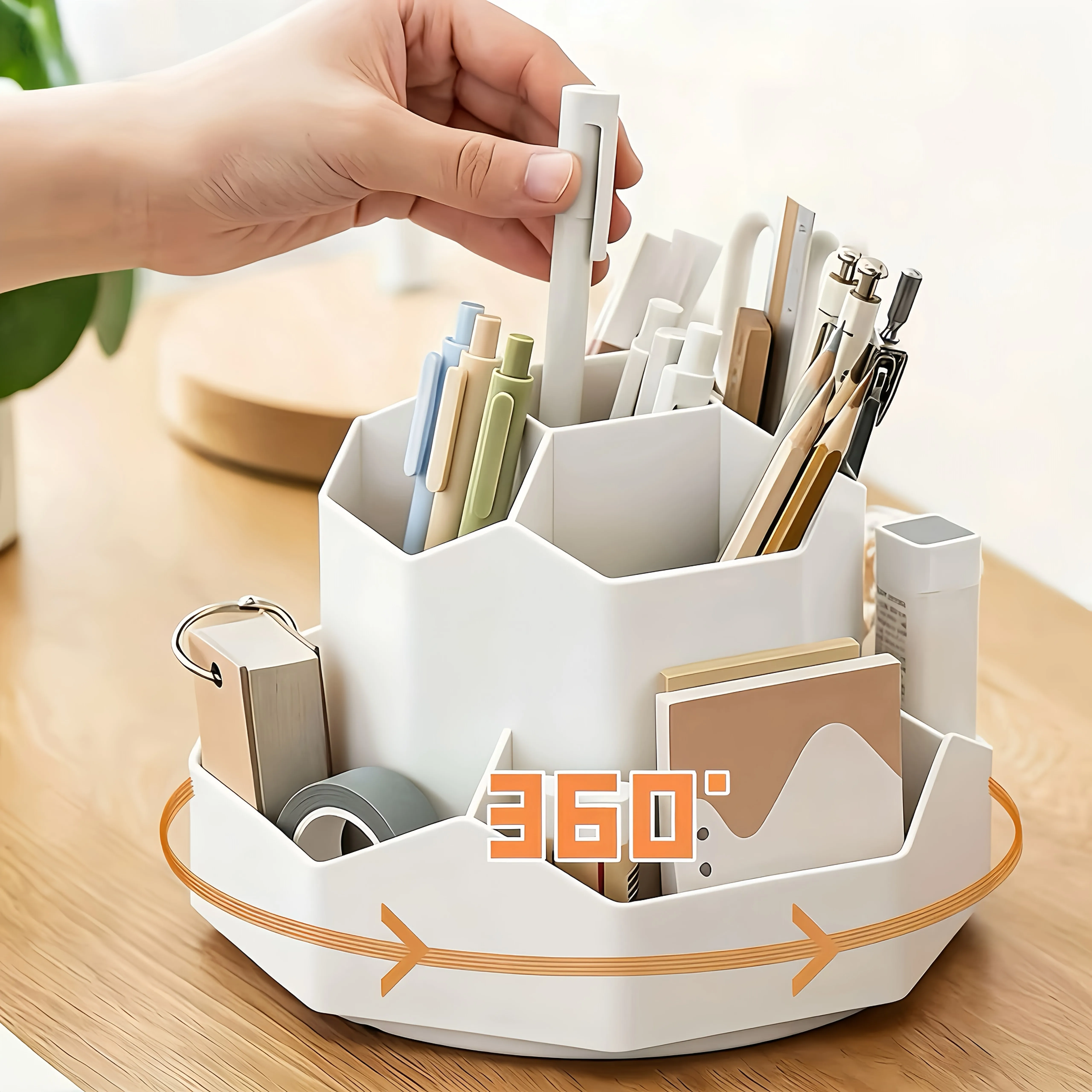 Large Capacity Desktop Storage Organizer, Multi-Compartment Design for Pens, Makeup Brushes & Art & Office Supplies