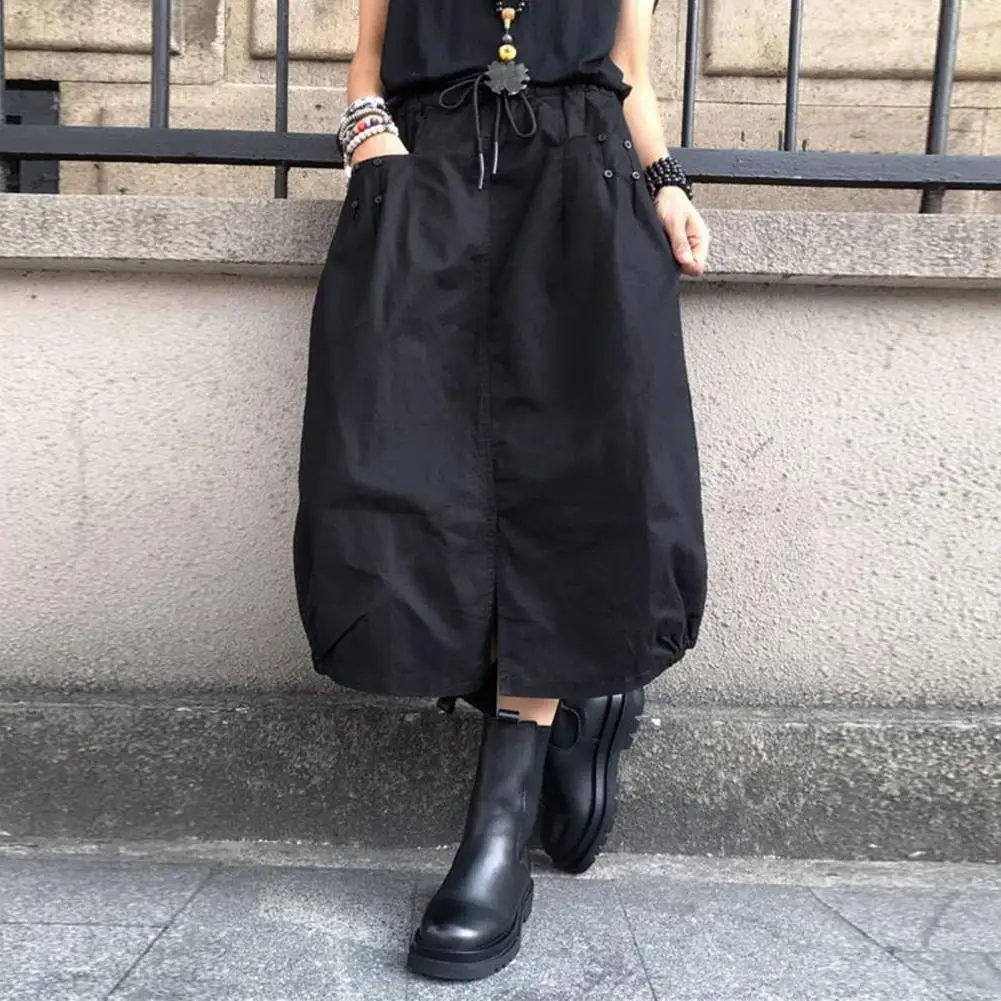 2024 Vintage Skirts Women Autumn High Waist Solid Party Skirt Female Beach Maxi Long Skirts Midi A-Line Skirt Vestidos Robe