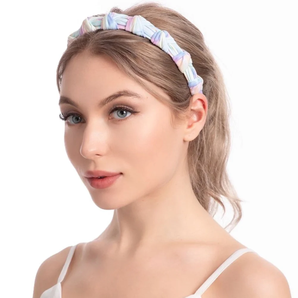

1 шт., тканевая повязка на голову с рисунком краски, легкий обруч для волос с узлом, винтажная широкая повязка для волос с крестообразным узлом, головной убор, аксессуар для волос