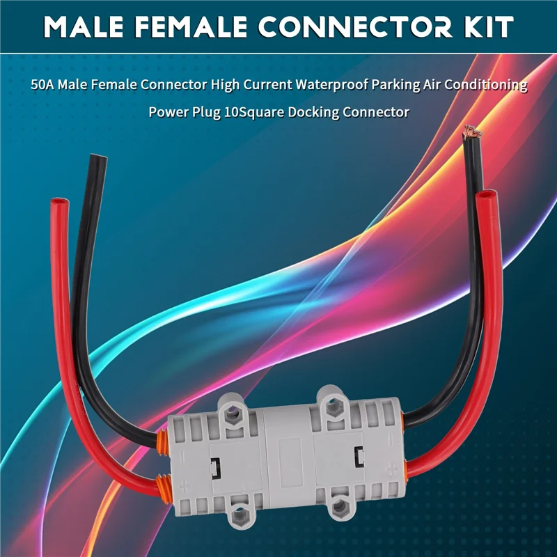 

【Home-Tools!】2X 50A Male Female Connector High Current Waterproof Parking Air Conditioning Power Plug 10Square Docking Connector