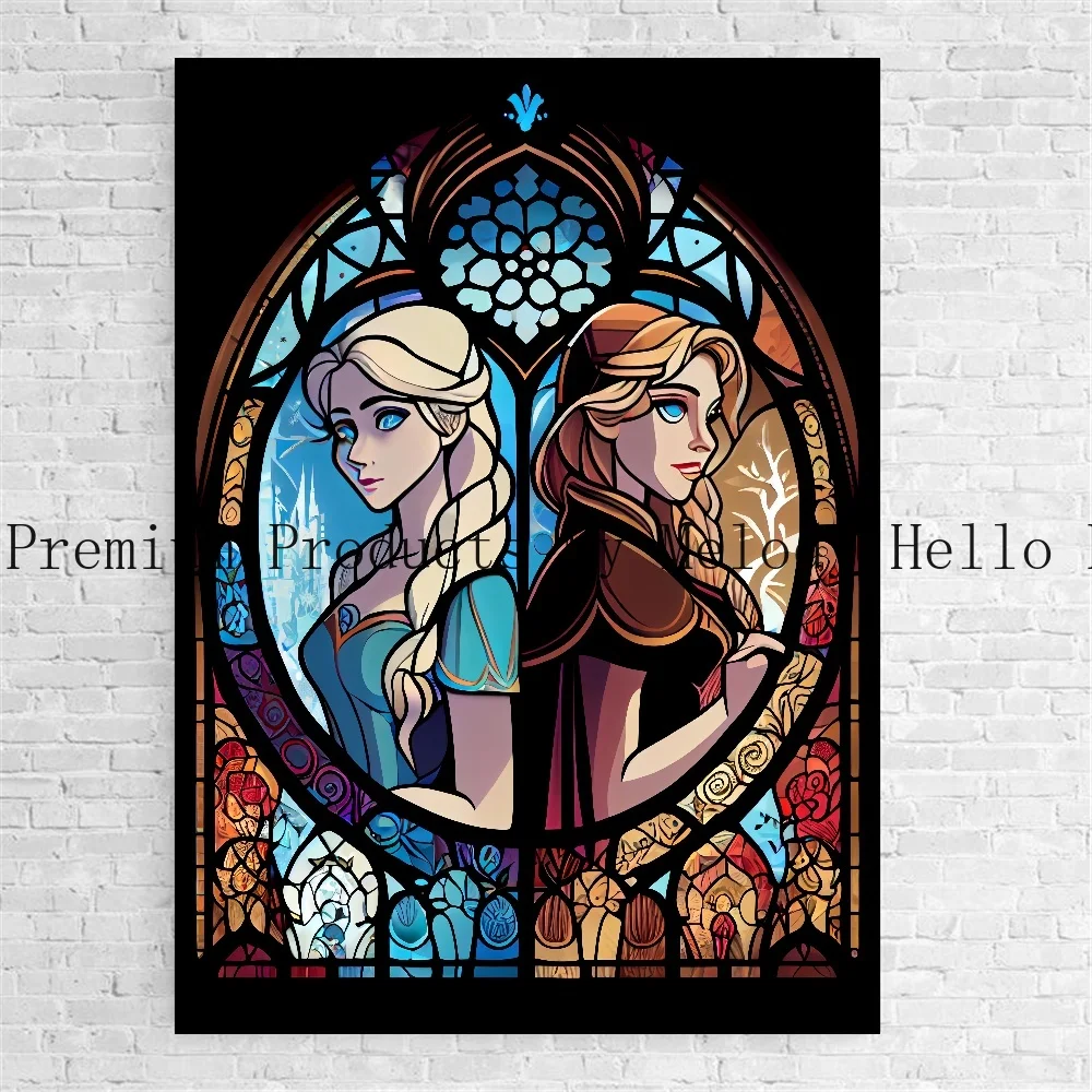 Canvas Painting Disney Princess Elsa Drawing Art Wall Printed Poster Bedroom Living Room Home Decor Kids Room Decoration Gift