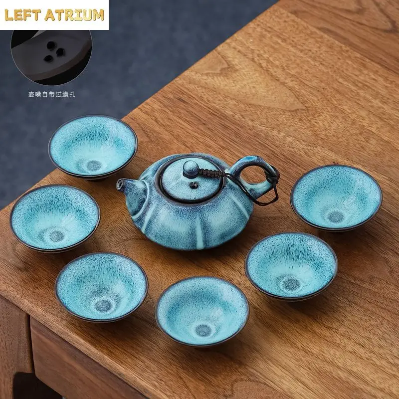 

Ceramic Kung Fu Tea Set with Bowl Lid, Ceramic Teapot, 1 Pot, 6 Cups