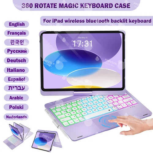 Teclado mágico giratorio 360 para iPad Air 11 13 M2 M3 Air 5 4 10,9 10.a generación 11a A16 2025 funda para iPad Pro 11 2018-2022 12,9 13 M5