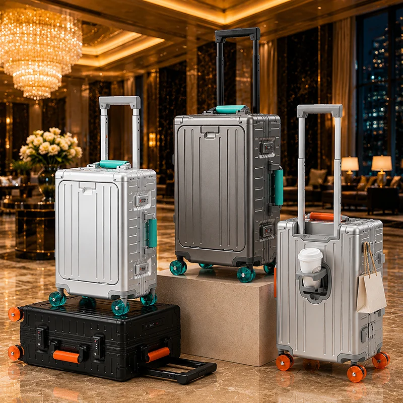 حقيبة سفر من سبائك الألومنيوم - مراجعة Front Opening Laptop Luggage 24 Inch وسعره