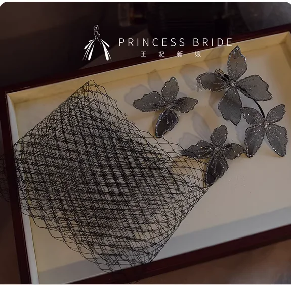 

Французская ретро блестящая черная марлевая заколка-бабочка головной убор фотография платье для выступления невесты аксессуары