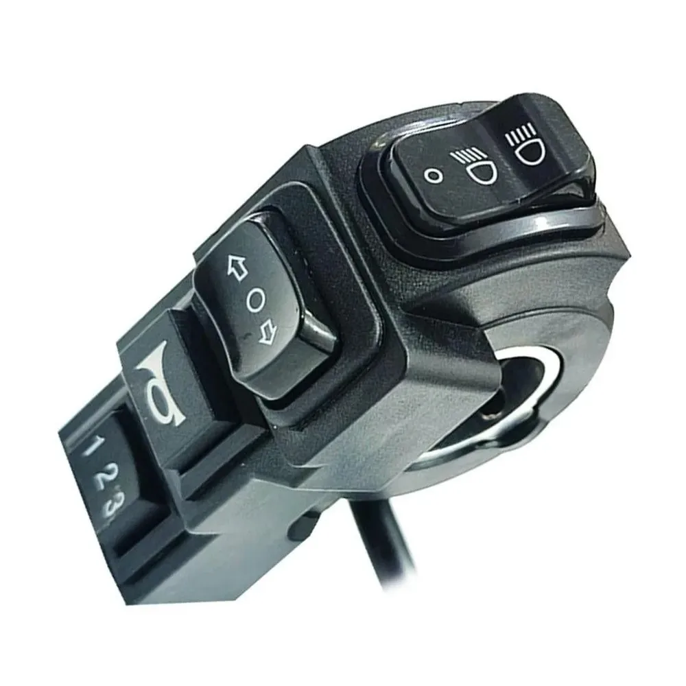 4-in-1 Headlamp Control Switch Horn 9 Pin SM Connector Motorcycle Handlebar Switch Turn Signal 22mm E-Bike Headlight Switch