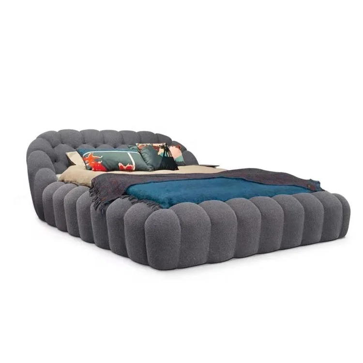 Luxury Design Bedroom Furniture Velvet king Smart Bed for the Bedroom and Villa and High End Place Newest Italian