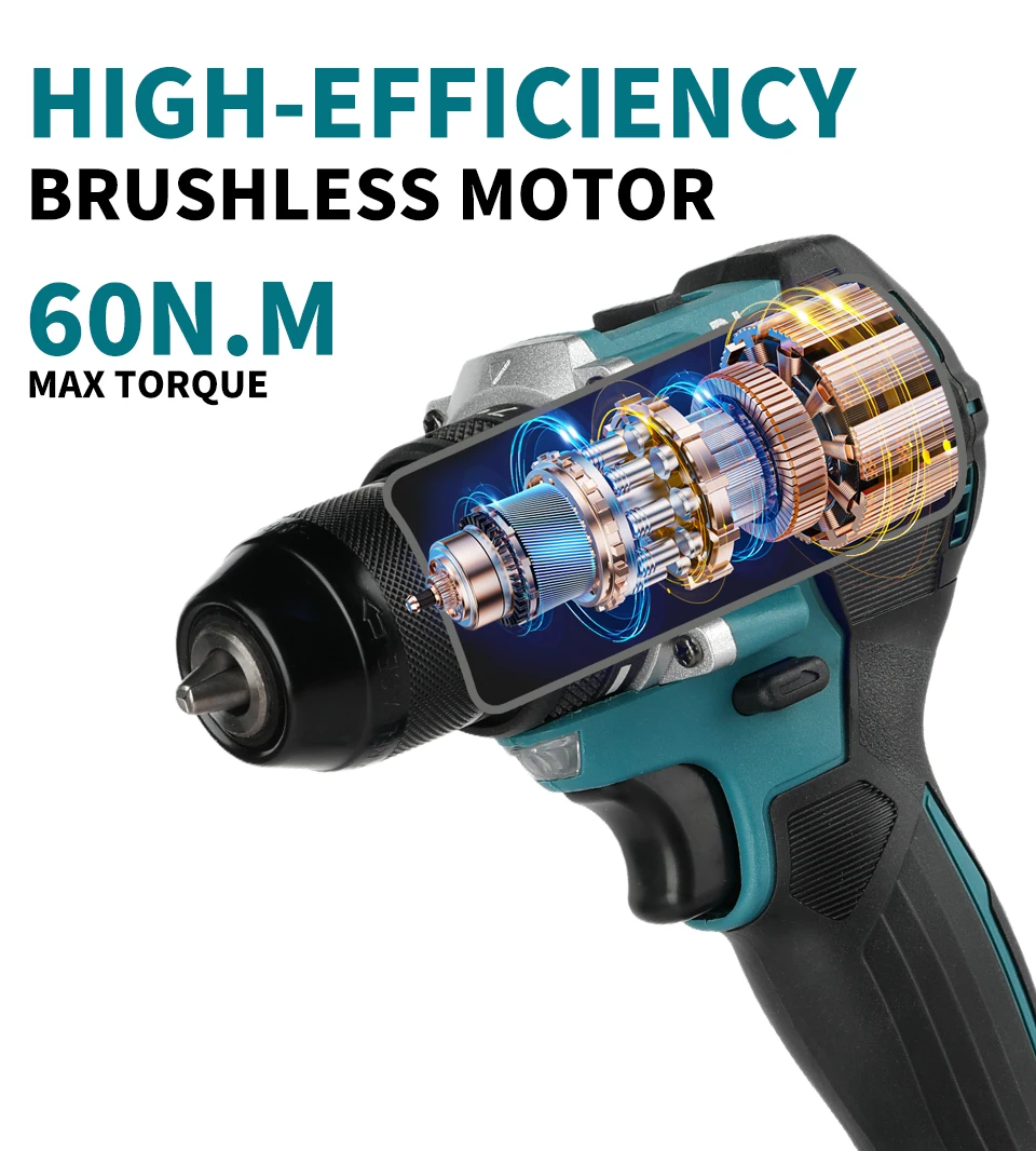 Makita-DDF487 10mm Charging Drill, Brushless Lithium Electric Screwdriver, Home Wireless Pistol Drill