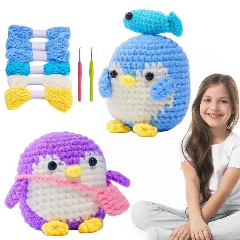 Crochet Animal Kit Penguin Animal Stuffed Beginner Crochet Kit Beginner Crochet Kit For Adults With Step-By-Step Video Tutorials