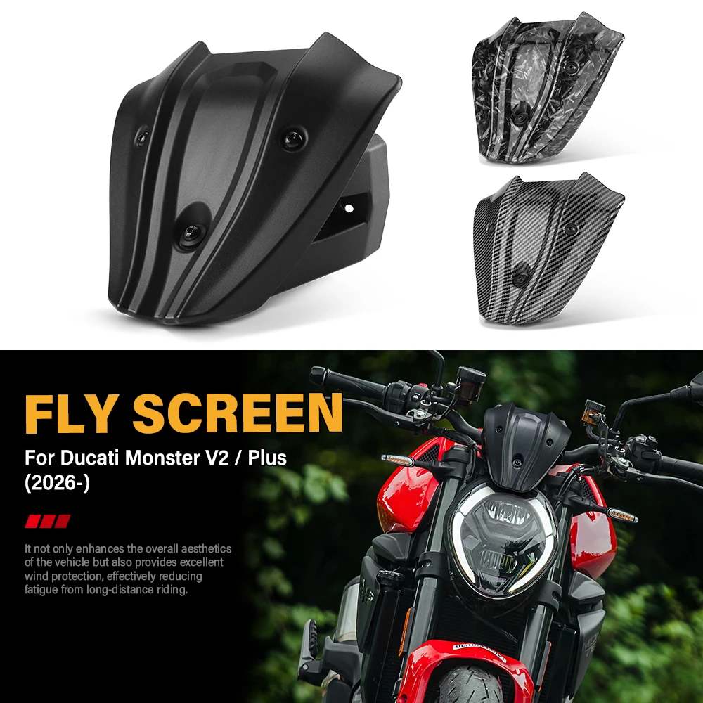 Monster V2 Motorcycle Windshield For Ducati MONSTER V2 Plus (2026-) Front Windscreen Wind Deflector Fly Screen Protector