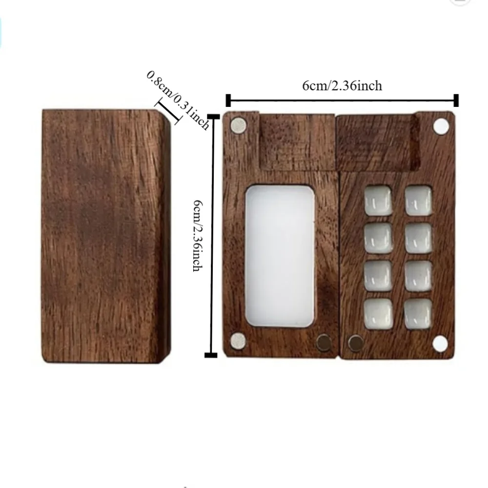 صندوق فارغ لوحة ألوان مائية صغيرة من خشب الجوز الأسود طلاء خشبي محمول صندوق فارغ خشبي 8 شبكات #5