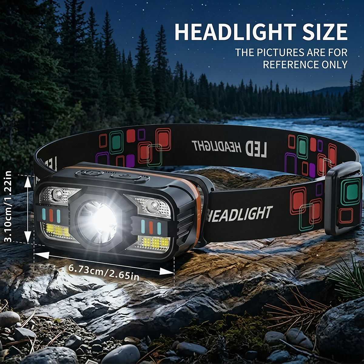 USB Rechargeable LED Headlamp 6 Lighting Modes Portable Induction LED Head Light Waterproof Head Torch Outdoor Camping Fishing