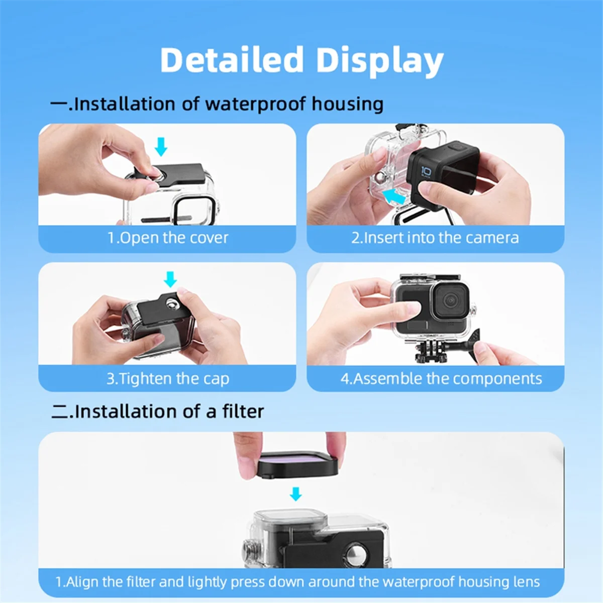 

Efficient 60M Waterproof Case for GoPro Hero 12 11 10 9 Action Camera,B