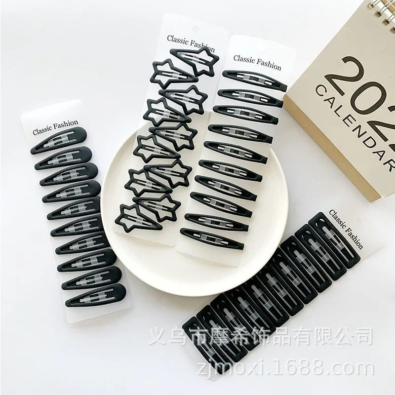 

Basic Black Matte Hair Clips Set for Women Simple All Match Clips Non Slip Daily Hair Styling Accessories for Ladies Teenagers
