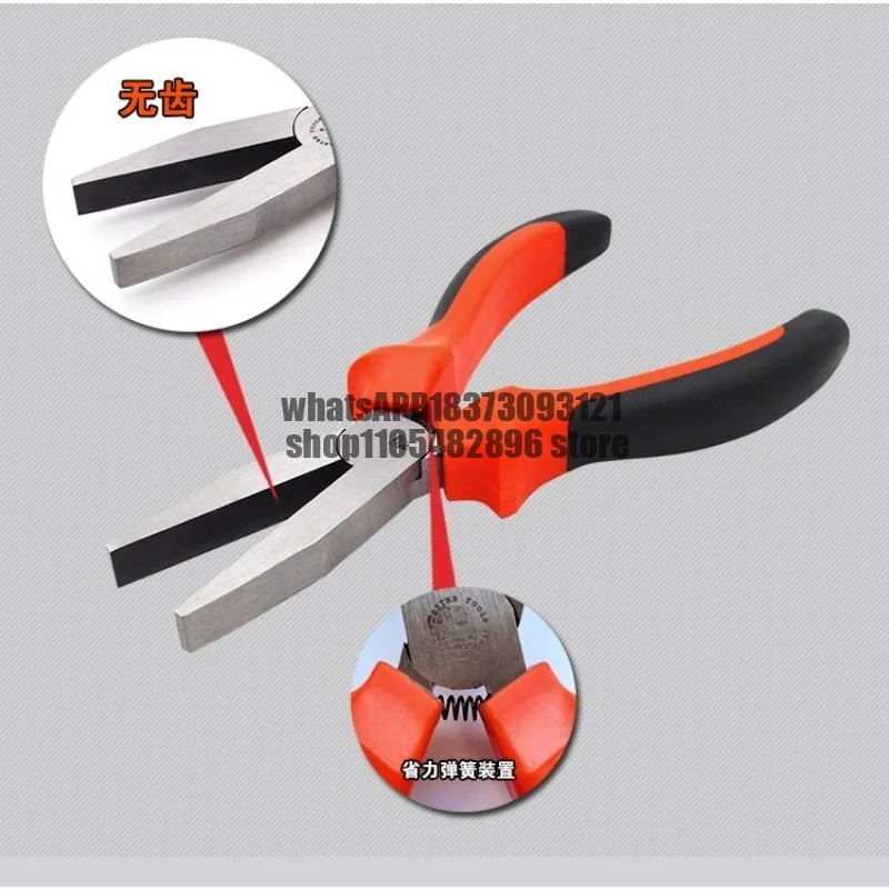Flat-nose pliers, toothless flat-mouth pliers, flat-mouth manual pliers, 6-inch 5-inch carbon steel with springs