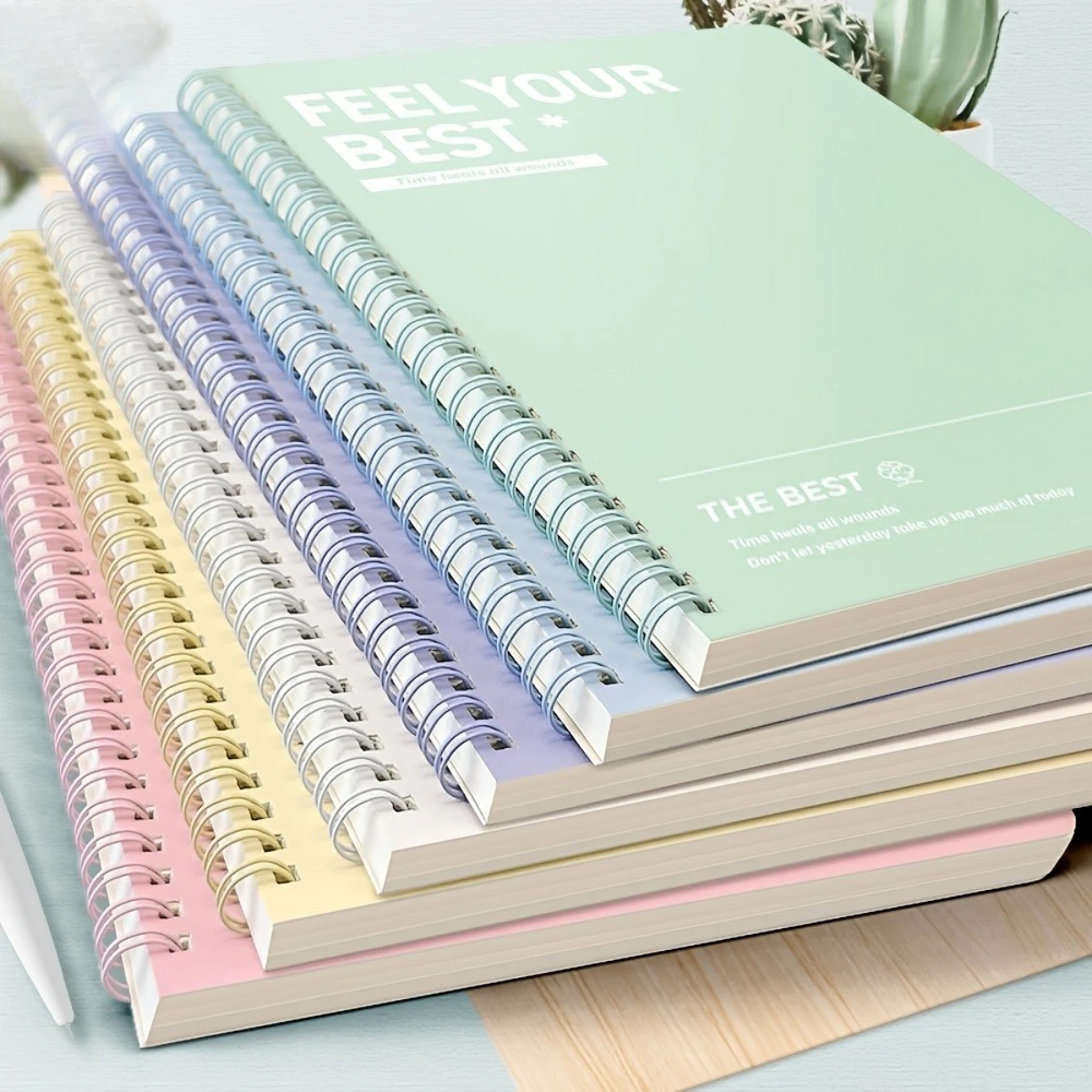 6pcs Simple Hardcover Spiral Notebook with Tear-out Ruled and Line Note,Office and School Supplies. Holiday Gift. Cute Notebook