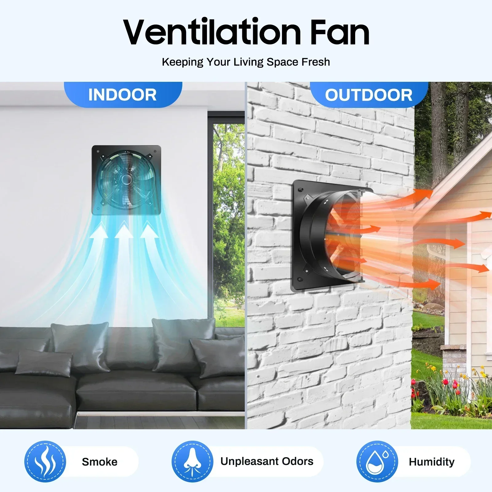 BYMAOCAR Industrial Axial Flow Fan Exhaust Fan Ventilator Extractor,16 inch Explosion Proof Fan,2800r/min opening exhaust fan