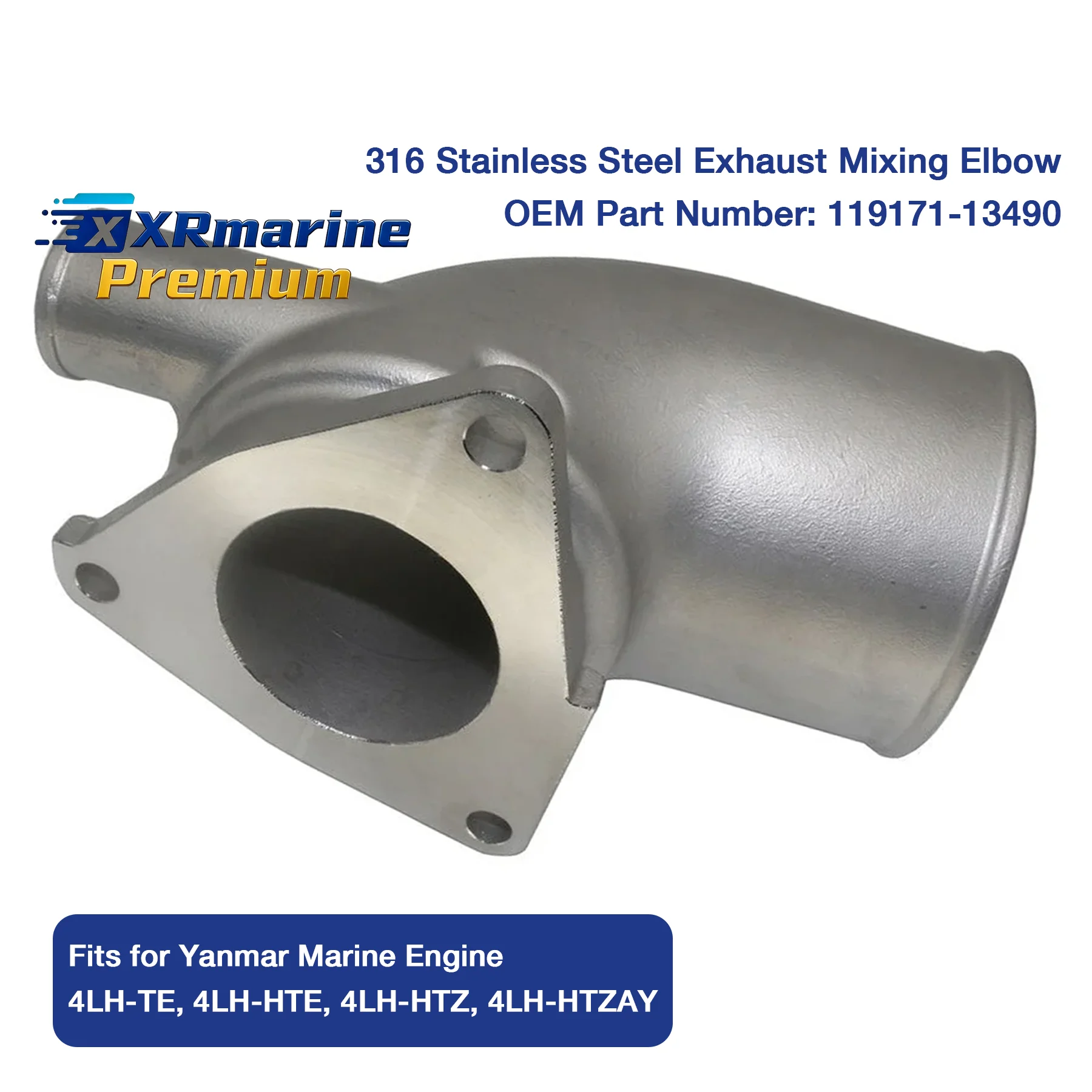 316 Stainless Steel Exhaust Mixing Elbow for Yanmar Marine 4LH 4LH-TE 4LH-HTE 4LH-HTZ 4LH-HTZAY Engine 119171-13490
