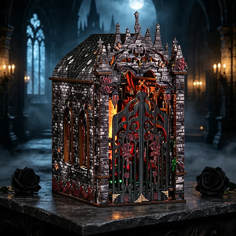 DIY Miniature Dark Castle Hand-Assembled Gothic Fantasy Desktop Decor Collectible Gift for Fantasy Enthusiasts