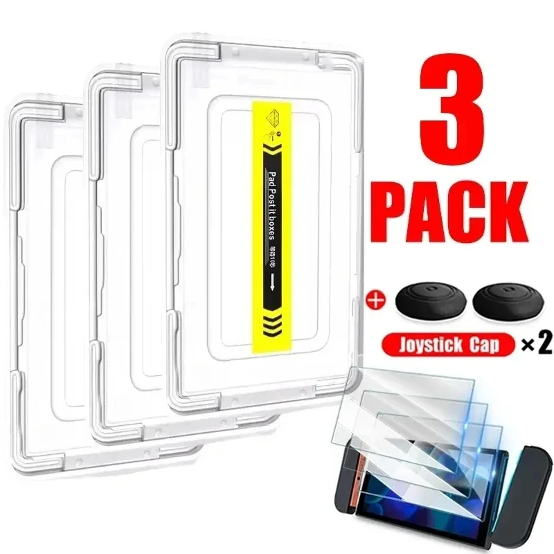 Easy Installation Screen Protector for Nintendo Switch 2 Game Console HD Tempered Glass Anti-Scratch Films with Joystick Caps