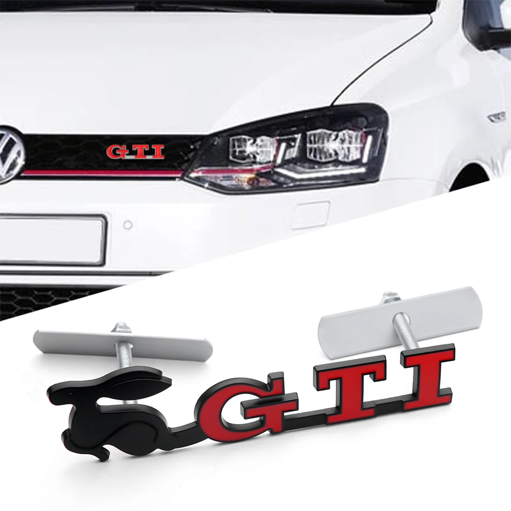 Stylizacja samochodu metalowy przedni grill emblemat dekoracyjne naklejki dla Volkswagen VW GTI Golf Polo Tiguan GTD Passat Sagitar R line