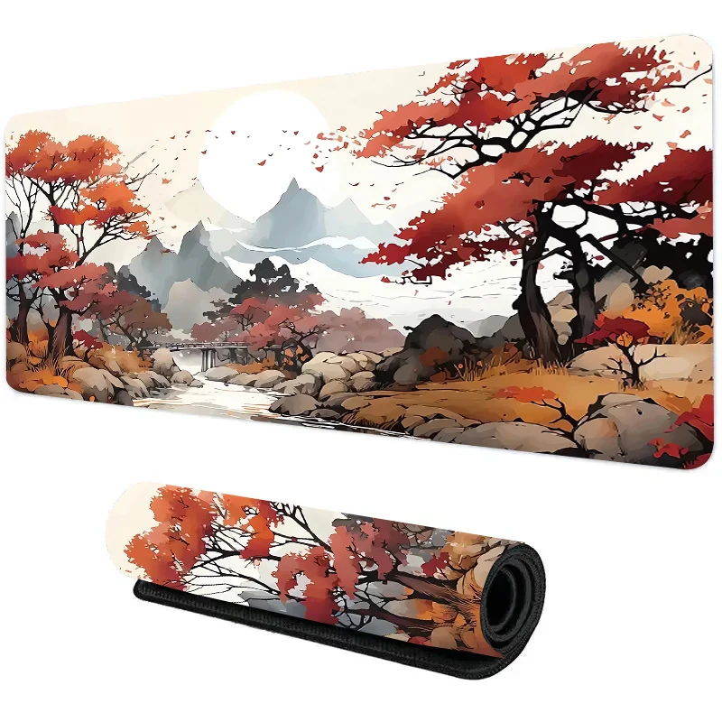 Shanshui Game XXL Computer Mouse Pad Sun Moon Large Desk Pad Extended Keyboard Desk Pad Rubber Anti-Slip Office Laptop Desk Pad