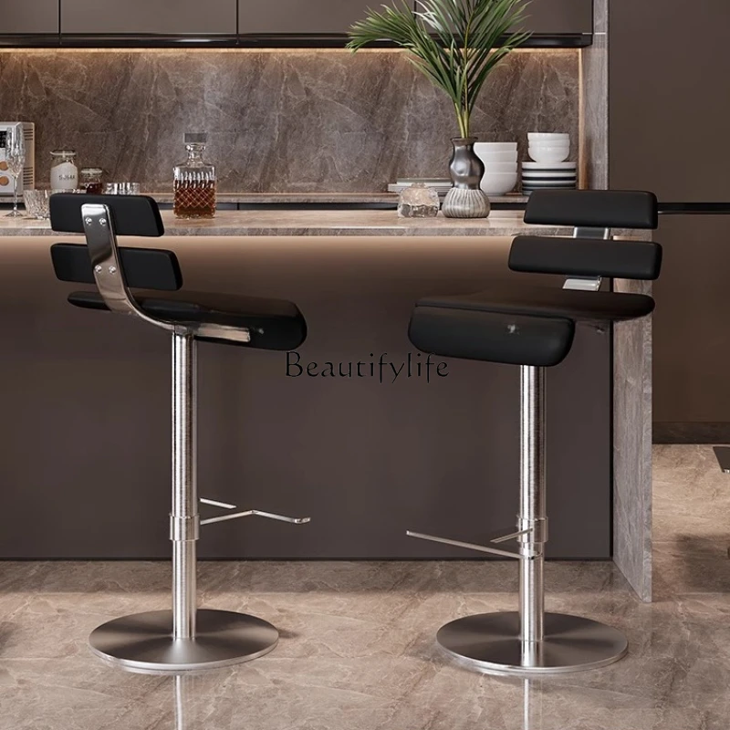 

Light Luxury Nordic Modern Minimalist High Bar Stool Home Use Adjustable Swivel Backrest Front Desk Chair