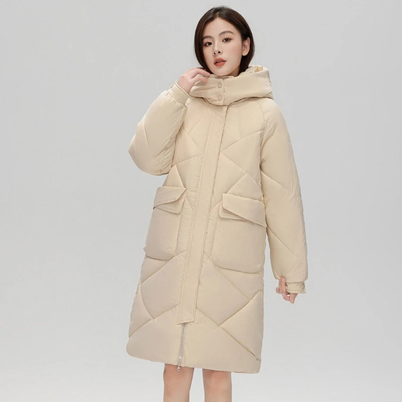 Women Winter Down Jackets Hooded Loose Thick Puffer Coat Parkas with Pockets 066C