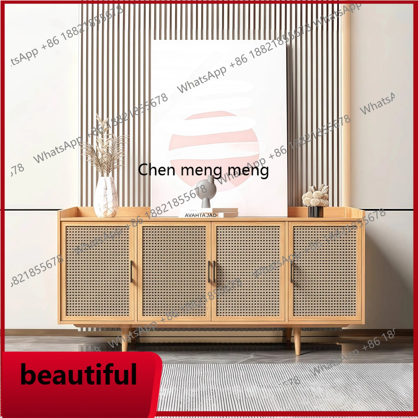 

X Solid wood rattan sideboard, entrance to the door, entrance cabinet, living room storage cabinet