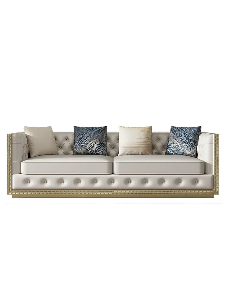 أريكة على الطراز الكريمي بمقياس التنين، أريكة أوروبية فاخرة وحديثة على الطراز الفرنسي لغرفة المعيشة من الخشب الصلب من La Rochelle #5