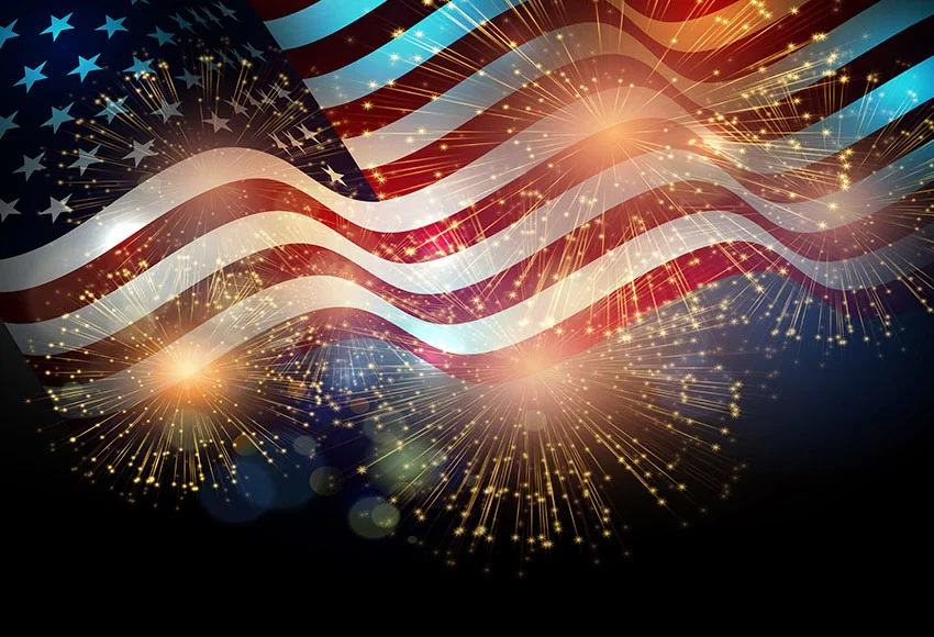 USA Independence Day Backdrop American Flag Photography Background Birthday Party Firework Celebration Decor Photobooth Banner
