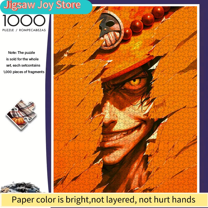 

Красочный пазл с персонажем Эйсом из One Piece, интерактивный и веселый подарок для всей семьи, яркий абстрактный дизайн, узор с портретом аниме-персонажа, Chall