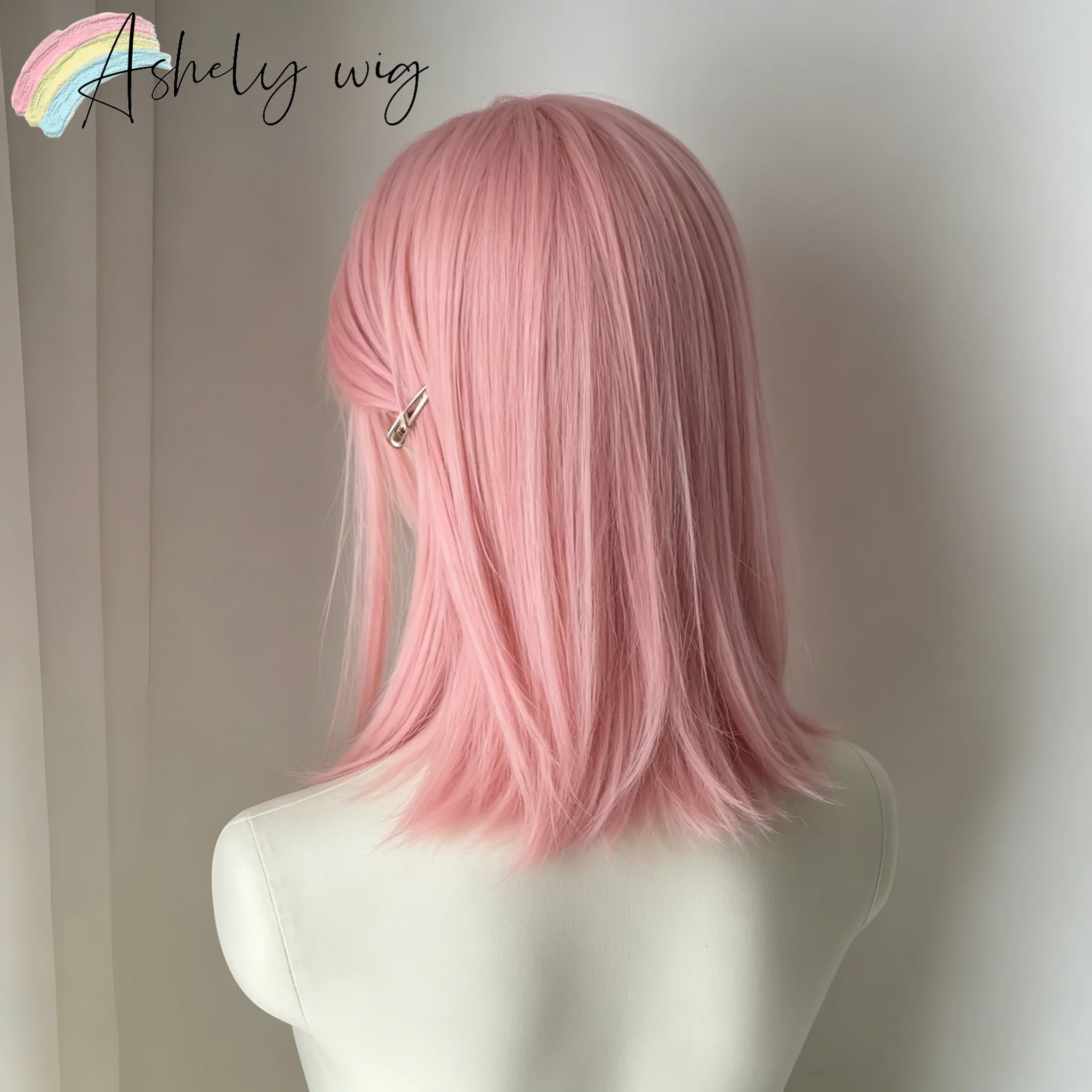 Pink Straight Lace Front Wig 14inch 13x4 HD Lace Frontal Straight Synthetic Lace Front Wig Lolita Natural Looking Peluca Cosplay