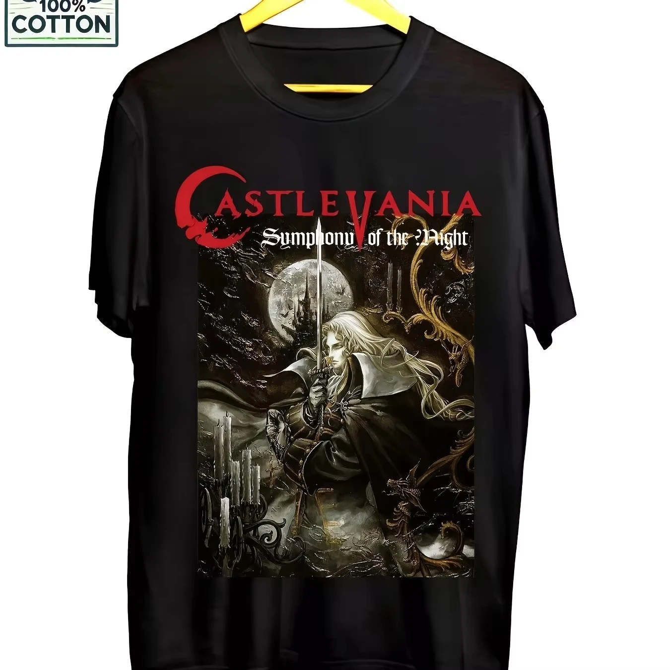 Camiseta Retro de Castlevania: Dark Era - Diseño en Blanco y Negro 2026, Camiseta Unisex de Manga Corta Regular