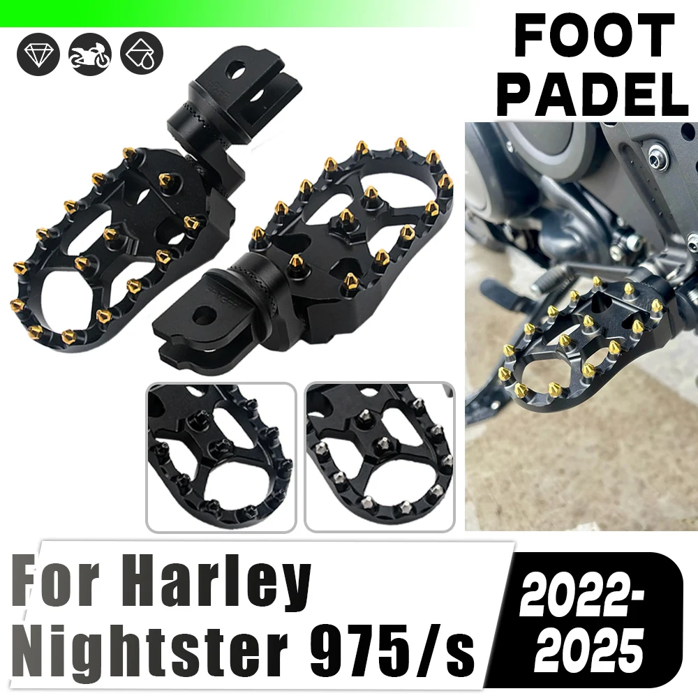 

Black Silver Foot Pegs For Harley NIGHTSTER 975 2022-2025 Nightster 975s Foot Rests Pedals Motorcycle Anti-Slip Front Footpegs