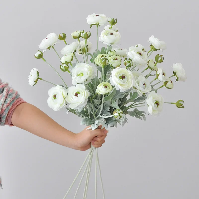 69CM Artificial Flower Flocking Small Lotus Nordic Ins Home Decoration Wedding Decoration 6 Piece Peony Bouquet