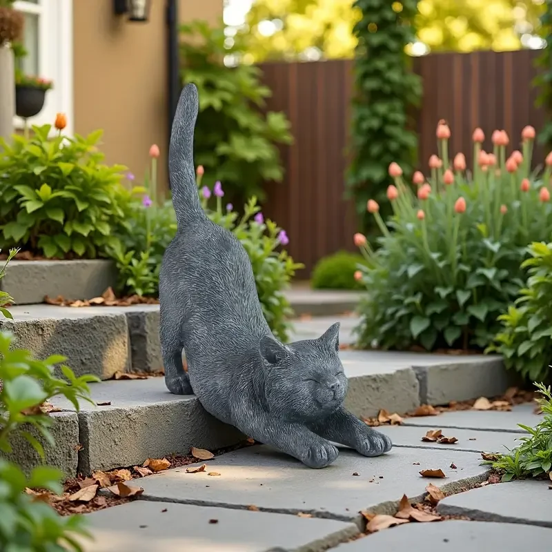 

Limited Edition Yoga Cat Resin Figurine-High Quality 3D Textured Sculpture Weather-Resistant Indoor/Outdoor Decor Elegant Gift