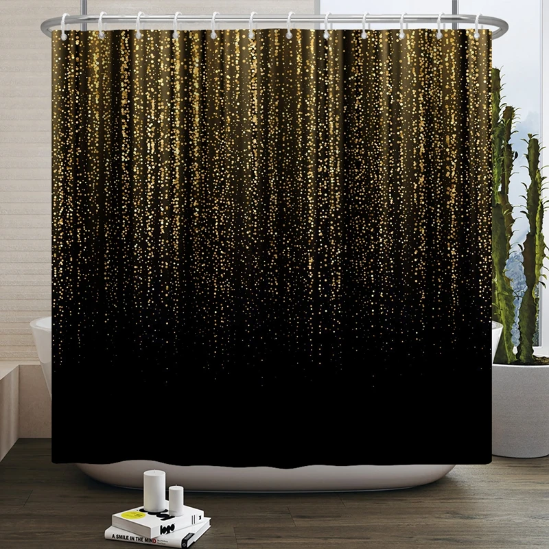 Black Shower Curtain Starry Dreamy Mushroom Bathroom Curtain Polyester Shower Curtains Restroom Decoration Waterproof With Hooks