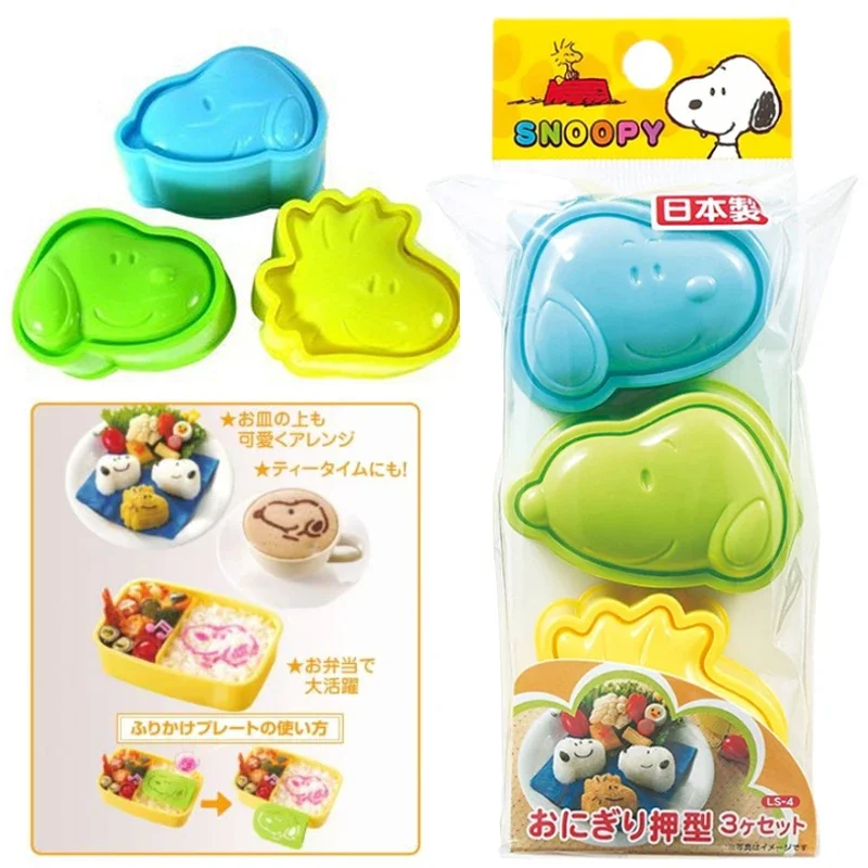 3pcs Snoopy Rice Ball Mould Cartoon Cute Japanese Style Bento Maker Cooking Tools Sushi Children Nori Rice Mold Kitchen Gadgets