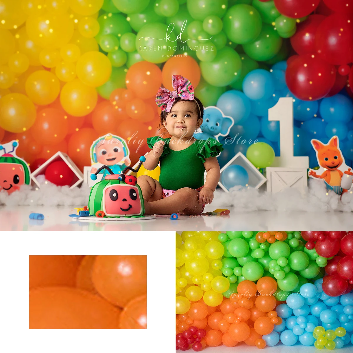 

Rainbow Balloon Wall Backgrounds Cake Smash Kids Adult Photography Props Child Baby Bright Colors Decors Studio Photo Backdrops