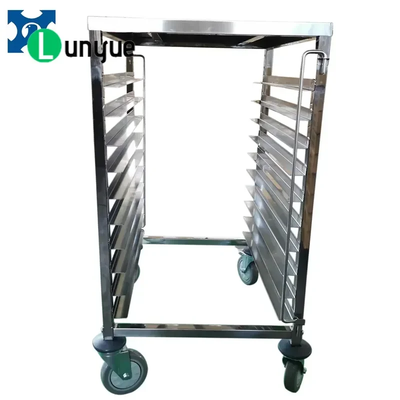 Heavy Duty 10 Tray Bread Pizza Dough Baking Cooling Rack Utility Trolley for Commercial Bakery Kitchen Equipment with Lid