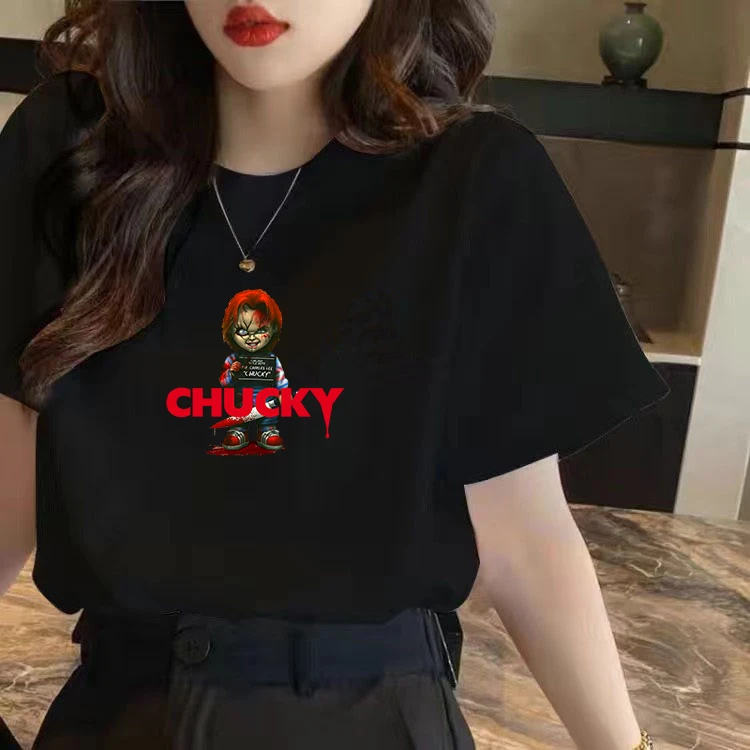 Child's Play Chucky Cotton Women Girls Casual Harajuku Fashion T-shirt O-neck Short Sleeve Ladies Summer Female T-shirt