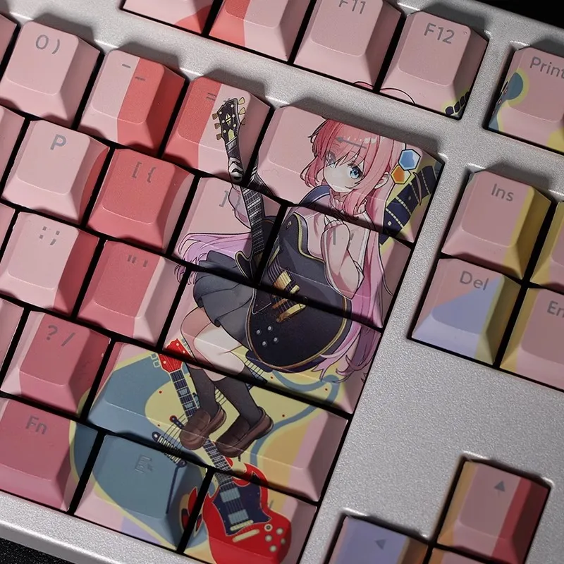 108 Keys/set Bocchi The Rock Gotoh Keycap PBT Dye Subbed Backlit Keycaps Anime Gaming Key Caps For ANSI 61 87 104 108 Keyboard