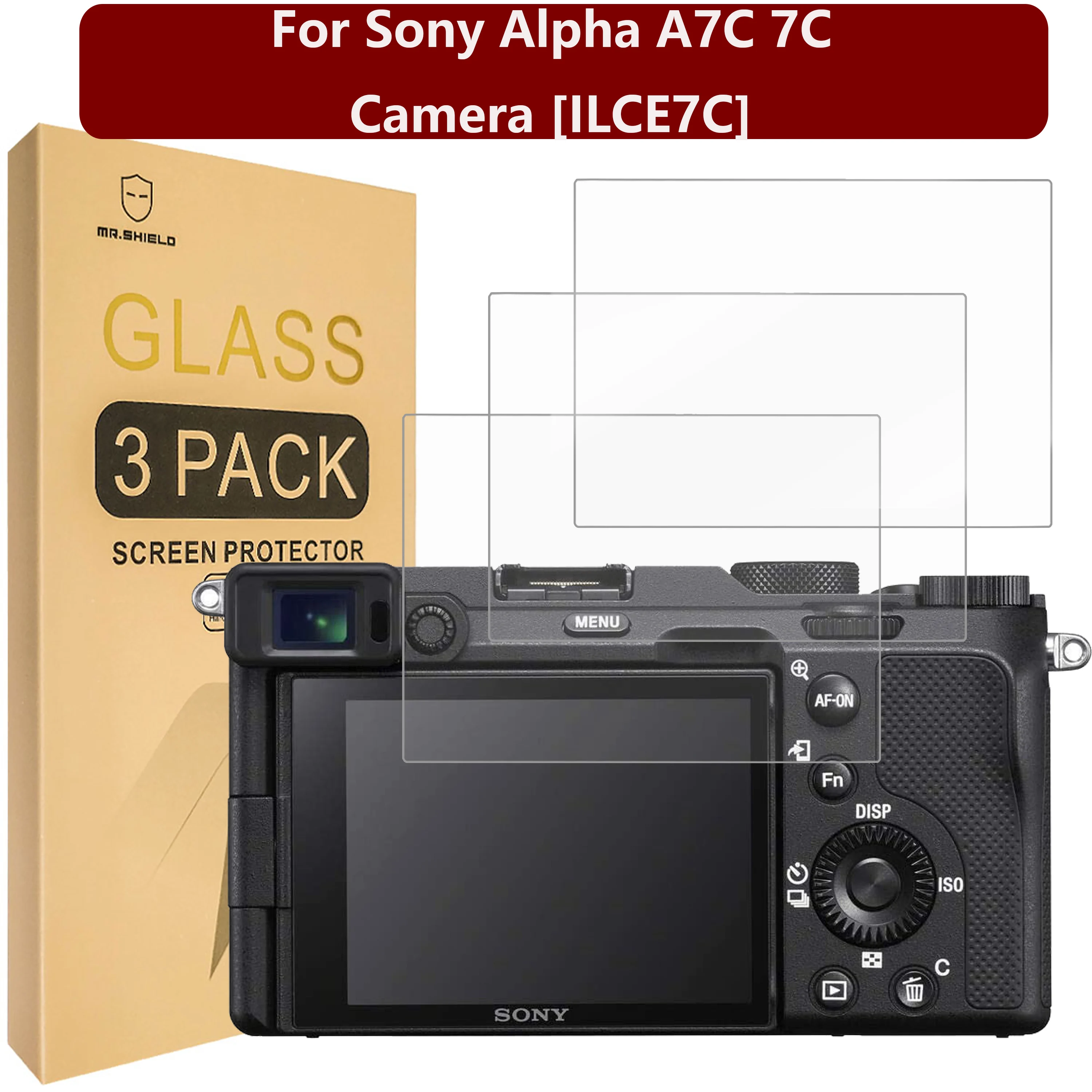 Mr.Shield [3-Pack] Screen Protector For Sony Alpha A7C 7C Camera [ILCE7C] [Tempered Glass] [Japan Glass with 9H Hardness]