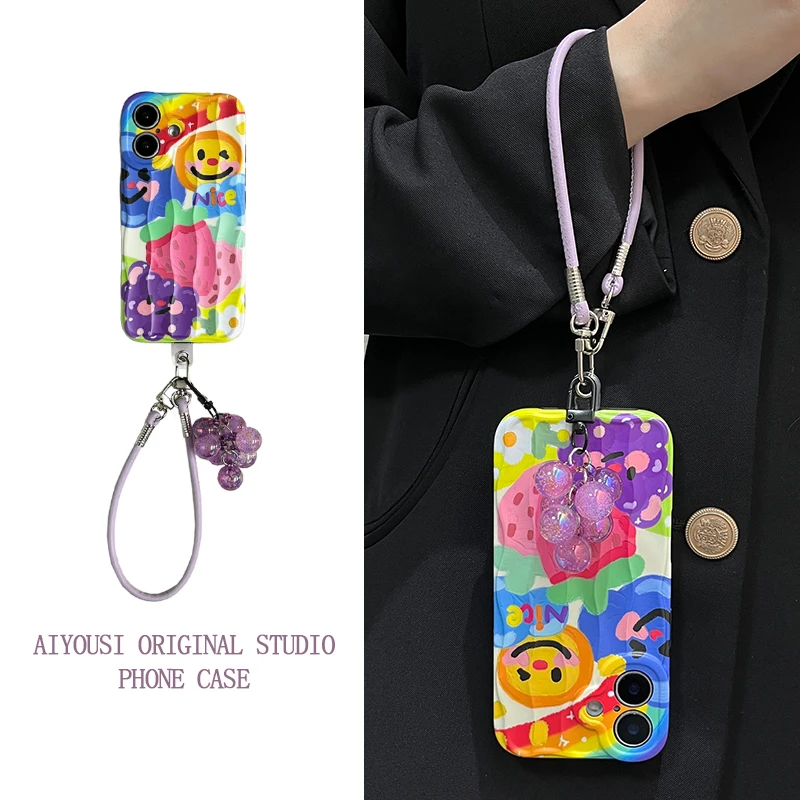 

Sun Strawberry Grape Pendant for iphone15promax Phone Case Apple 13pro 14pro16promax Crossbody