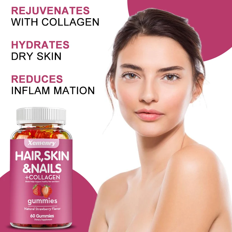 Gummies Biotin potensi tinggi untuk rambut, kulit & Kuku | Bebas Gluten, Vitamin Plus Biotin, Multivitamin rambut