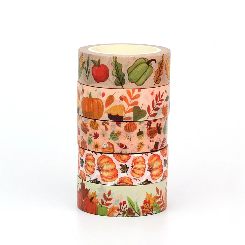 NEW 10PCS. Deco Retro Brown Leaves Pumpkin Autumn Washi Tapes Set for Gift Wrap Masking Tape Cute Journal Stationery Supply