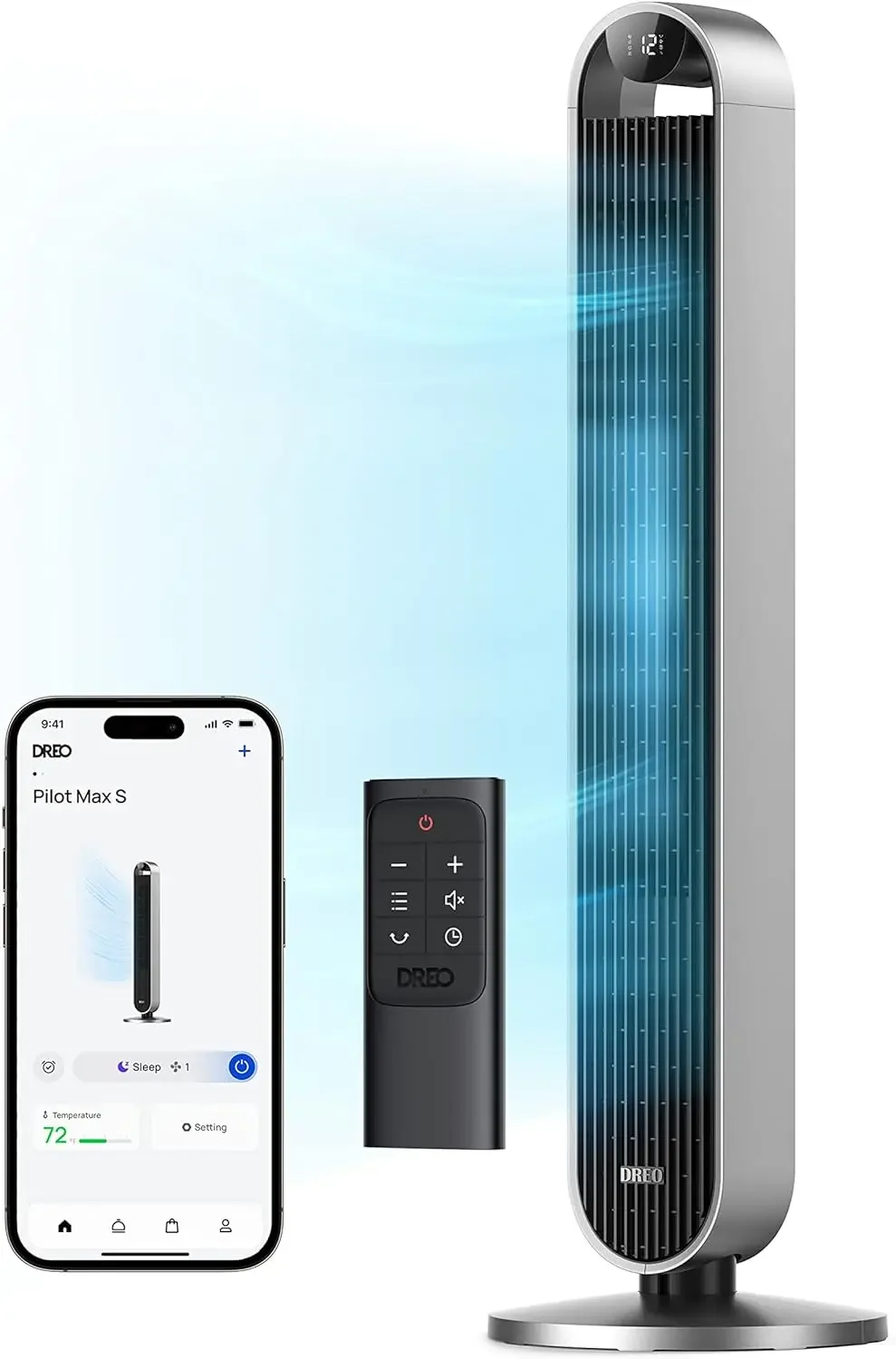 

42-дюймовый напольный вентилятор с осцилляцией на 120 градусов, тихий двигатель постоянного тока, скорость 28 футов/секунду, 12 скоростей, 4 режима, 12-часовой таймер