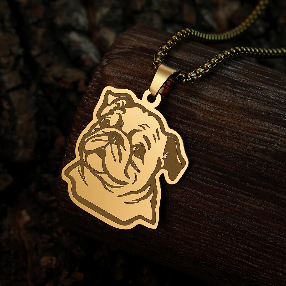 Wrinkle Bulldog Necklace for Women Cute Pet Gold Color Stainless Steel Chains Thick Keel Choker Unisex Jewelry Free shipping