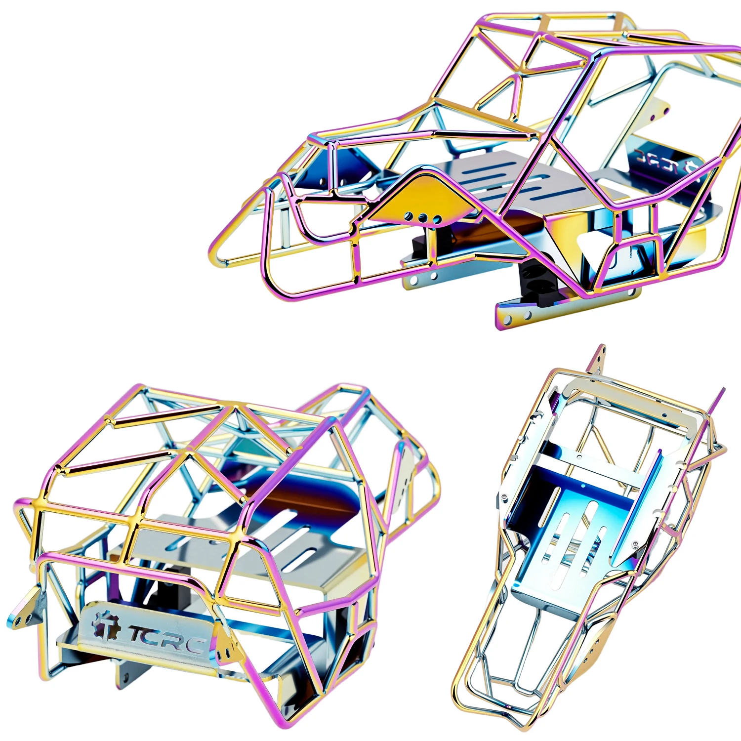 TCRC Metal Roll Cage Body Shell with Front Rear Multi-hole Adjustable Shock Mount for 1/18 TRX4M Defender Bronco